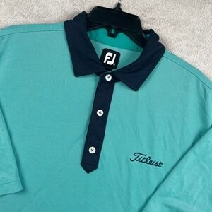 FootJoy Titleist Polo Shirt Mens 2XL Blue Teal Performance Golf Preppy